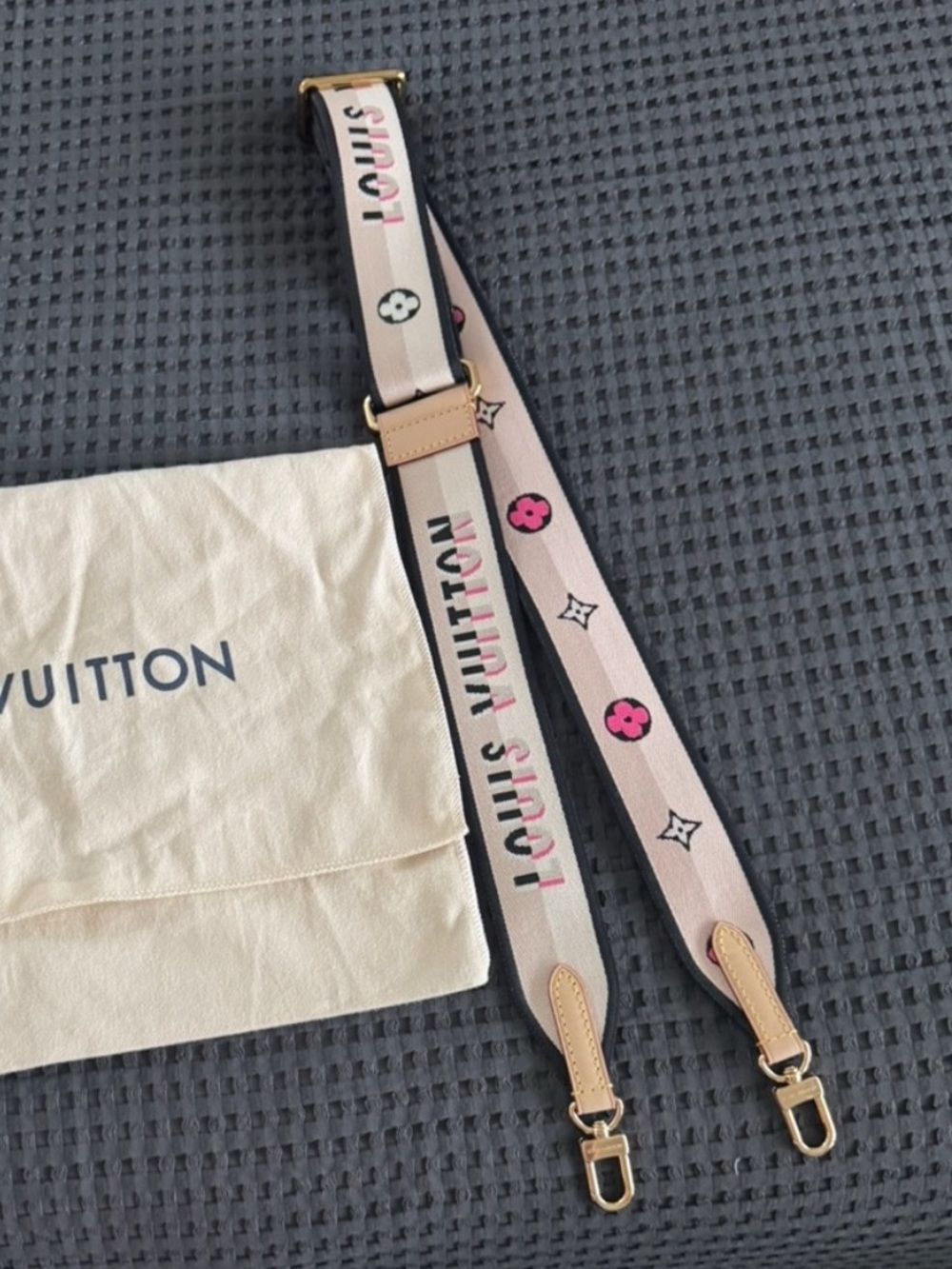 NEW! Louis Vuitton Black Pink Jacquard Speedy Bandouliere 20 Shoulder Strap - Picture 2 of 4